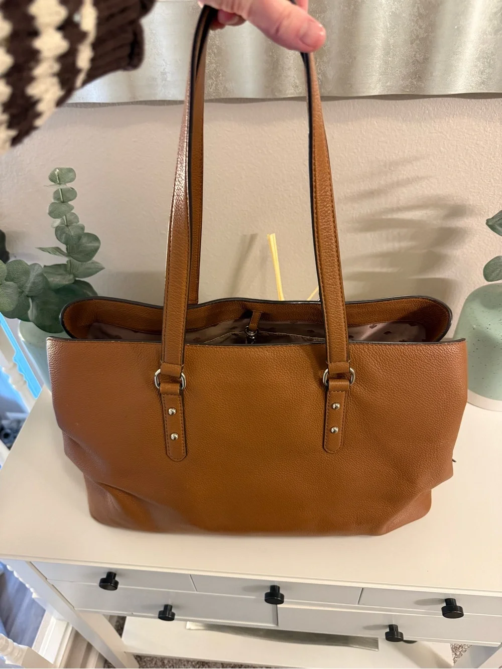 kate spade Brown Pebble Leather Tote with Dual Straps